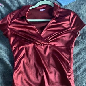 Burgundy satin feeling shirt